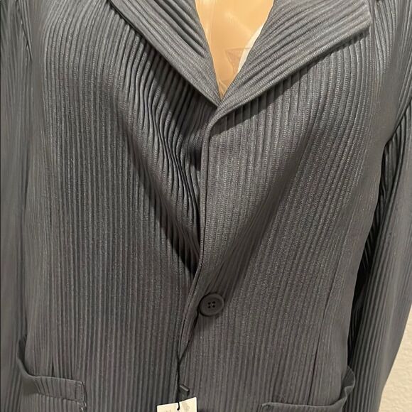 Nwt Zara dark gray ribbed Blazer with Notched Lapel and Relaxed Fit - Picture 2 of 5